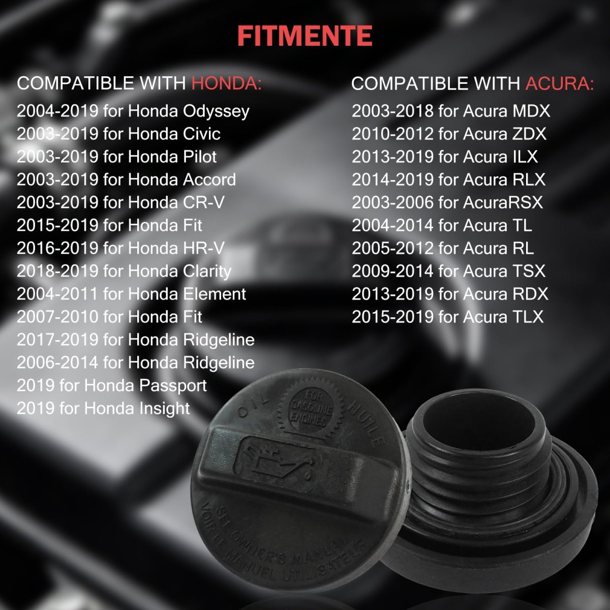 2x 80985 Engine Oil Fill Cap For 2003-2019 Honda Accord