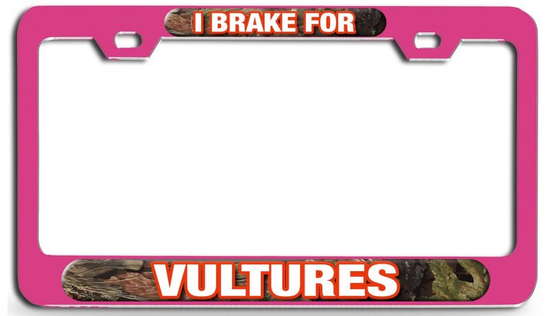 I Brake For Vultures Hunting Pn 3d Metal License Plate Frame Auto Suv Truck Tag Holder N40