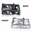 G-plus Headlights Compatible With 1992-1996 Bronco Ford F150 F250 F350 Super Duty Headlamps W Corner Signal Driver Side