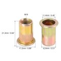25 Pcs M10 Flat Head Rivet Threaded Insert Nuts Zinc Plated Carbon Steel Bronze Tone For Car