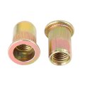 25 Pcs M10 Flat Head Rivet Threaded Insert Nuts Zinc Plated Carbon Steel Bronze Tone For Car