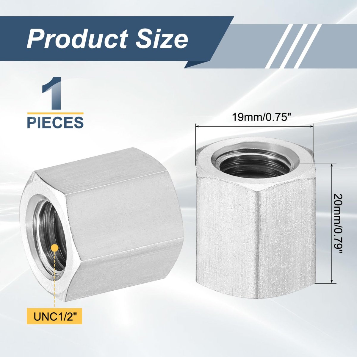 Unc 1 2 -13 Coupling Nuts 25mm Length 304 Stainless Steel Hex Rod Coupler Nut Fully Threaded Studding Connector Fasteners