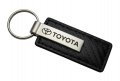 Toyota Black Carbon Fiber Leather Logo Key Chain Metal