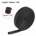 X Autohaux Fiberglass Heat Wire Shield Sleeve High Temp Adjustable 10ft 12mm 1 2 Black For Car Loom Protection