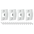4pcs Door Strike Plate 57mm X 45mm Stainless Steel Latch Deadbolt Replacement Lock For Frame Jamb Reinforcement Silver 