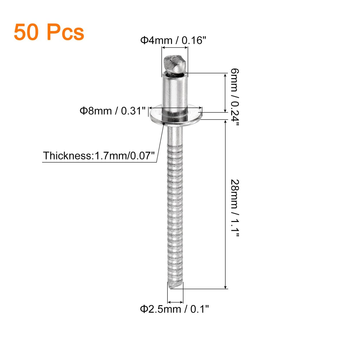50pcs 5 32 X1 4 304 Stainless Steel Dome-head Blind Rivets Open-end Type For Diy Sheet Metal Automotive Repairs Furniture Boat