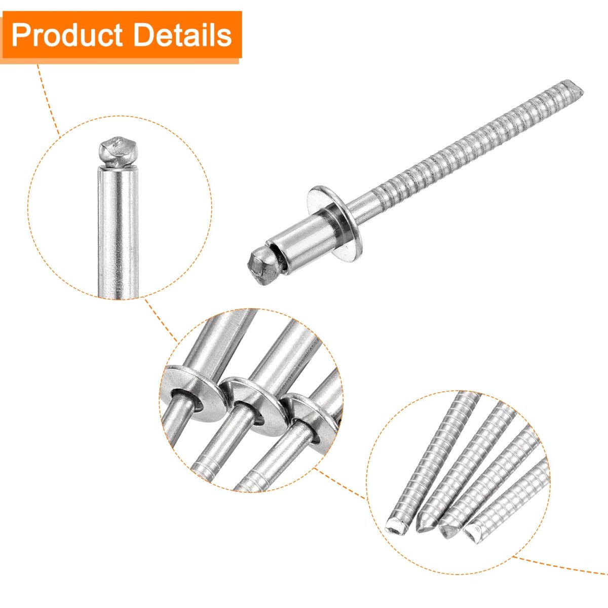 50pcs 5 32 X1 4 304 Stainless Steel Dome-head Blind Rivets Open-end Type For Diy Sheet Metal Automotive Repairs Furniture Boat