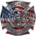 Weston Ink Fire Assistant Chief Maltese Cross With Flames Fighter Decal American Flag 
