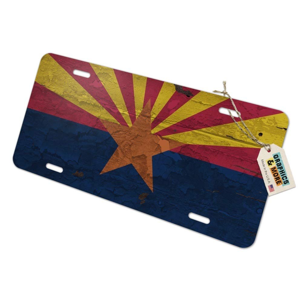 Rustic Arizona State Flag Distressed Usa Novelty Metal Vanity License Plate 6 In X 12 Aluminum Uv Resistant All Weather Car Tag