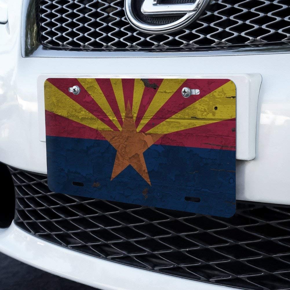 Rustic Arizona State Flag Distressed Usa Novelty Metal Vanity License Plate 6 In X 12 Aluminum Uv Resistant All Weather Car Tag
