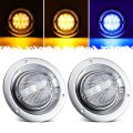 Partsam 2pcs Watermelon Lights With Chrome Plastic Bunk Adapter Clear Lens Led Turn Signal For Semi-trucks Classic Rigs 