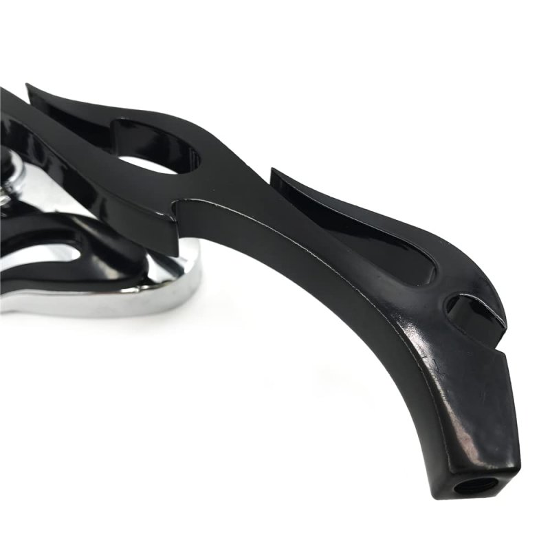Httmt Oval Flame Style Rearview Side Mirror For Cruiser Chopper Custom H-d Black