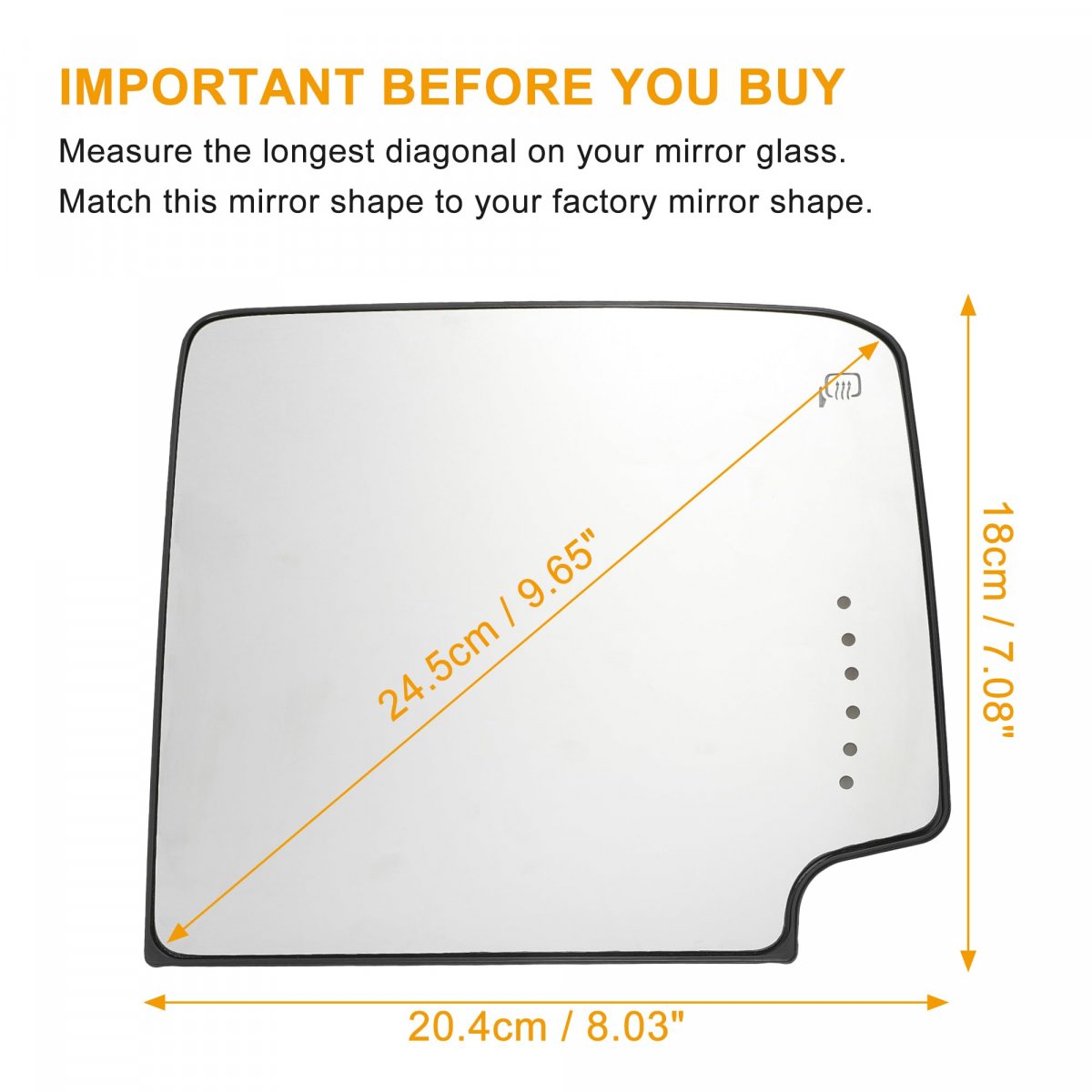 Passenger Side Rearview Mirror Glass Right Upper Heated Replacement With Backing Plate For Chevrolet Silverado 1500 2016 2018