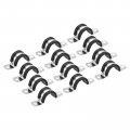 Uxcell 12pcs 22mm 7 8 Cable Clamp Rubber Pipe Strap Cushioned 304 Stainless Steel Hose U Shape Metal Tube Holder For Wire