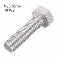 Uxcell M8x30mm Hex Bolts 304 Stainless Steel Hexagon Screw Bolt 10pcs