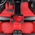 Aerfine Customized Luxury Leather Car Floor Mats Non Slip For Cars All Weather Red