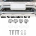 X Autohaux 1 Set Bling Car License Plate Fasteners Screws Caps Covers White Universal Rhinestone Bolt Cap Plastic Washer
