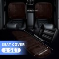 Universal Car Seat Cover Set Cushion For Front Rear Shearling Wool Mat Coffee 1