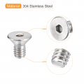 Uxcell 8-32x5 16 Flat Countersunk Head Socket Cap Screws 50pcs 304 Stainless Steel Hex Full Thread Bolts