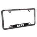 Ford Mustang 5 0 Real Carbon Fiber Insert Gunmetal Chrome Stainless Steel License Plate Frame 