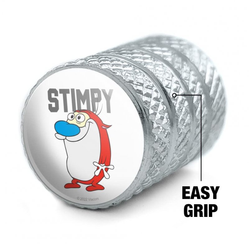 Ren And Stimpy Show Collegiate Aluminum Tire Rim Wheel Valve Stem Caps 4 Piece Set For Passenger Cars Vans Trucks Schrader Type