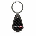 Ipick Image Compatible With Srt-8 Logo Real Black Carbon Fiber Gunmetal Metal Teardrop Key Chain