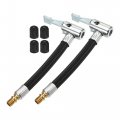 2pcs 10cm 3 94 Tire Valve Connect Pipe W Gas Nozzle Caps Air Chuck Inflator Compressor Pump Extension Rubber Hose Set For Car 