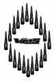 Vms Racing 1 2-20 20pc 112mm Cold Forged Steel Lug Nuts With Black Extended Bullets In Cnc Aluminum Compatible Ford Mustang