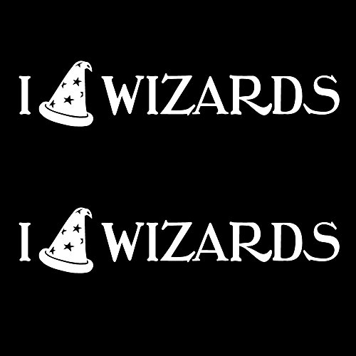 Auto Vynamics Bmpr-iheart-wizards-8-gwhi Gloss White Vinyl I Love Heart Wizards Stickers W Wizard Hat Cap As Design 2 Decals