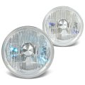 2pcs 7x7 Inch H6024 Round Diamond Cut Chrome Housing Clear Lens Headlight Head Lamps 