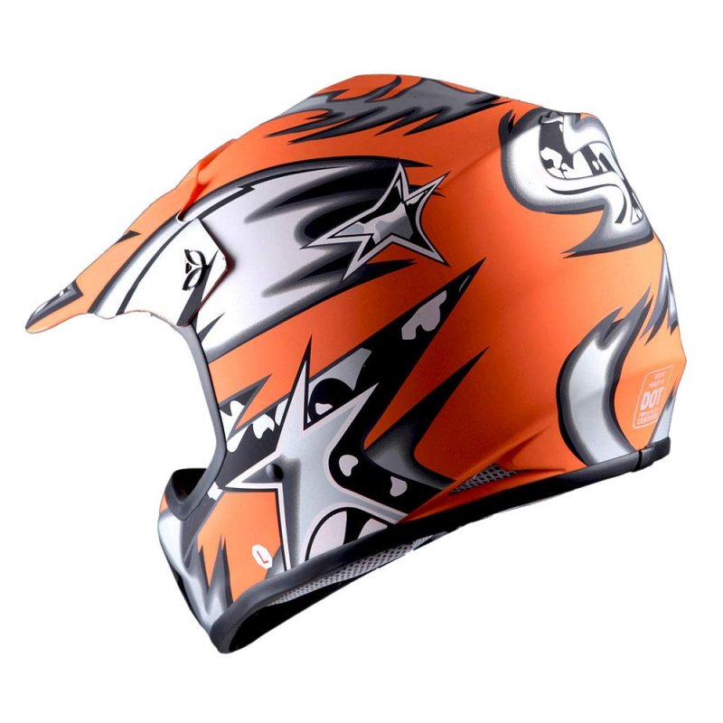 1storm Youth Motocross Helmet Bmx Mx Atv Dirt Bike Matt Star Orange Goggles Mg Glove Bundle