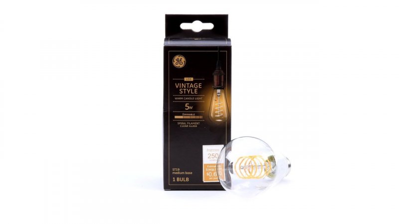 Ge 5w St19 Edison Dimmable Soft White Spiral Vintage Led Light Fixture Bulb