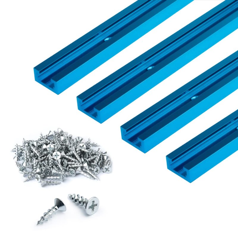 Powertec 71861 36 Inch X4 Universal Track With 100 Pcs Wood Screws Double-cut Profile T Predrilled Mounting Holes