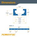 Powertec 71861 36 Inch X4 Universal Track With 100 Pcs Wood Screws Double-cut Profile T Predrilled Mounting Holes