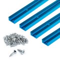 Powertec 71861 36 Inch X4 Universal Track With 100 Pcs Wood Screws Double-cut Profile T Predrilled Mounting Holes 