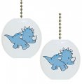 Set Of 2 Baby Styracosaurus Dinosaur Dino Solid Ceramic Fan Pulls 
