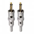 23mm Carbide Hole Cutter Saws For Stainless Steel Sheet Metal Non-slip Triangular Shank Limit Step With Titanium Coated Center 