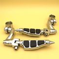 Chrome 360 Adjustable Highway Peg Mounting Kit Stiletto Shape Footpegs For 1 25 In Front Engine Guard Frame Tube Fits V-star