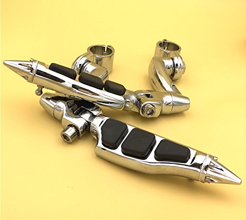 Chrome 360 Adjustable Highway Peg Mounting Kit Stiletto Shape Footpegs For 1 25 In Front Engine Guard Frame Tube Fits V-star