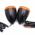Httmt- Front Amber Led Running Brake Turn Signal Glossy Black Indicator Light Compatible With H-d Xl 883 1200 92-17 P N