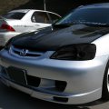 Auto Dynasty Smoked Housing Clear Corner Headlight Head Lamps Tool Kit Compatible With Honda Civic 01-03