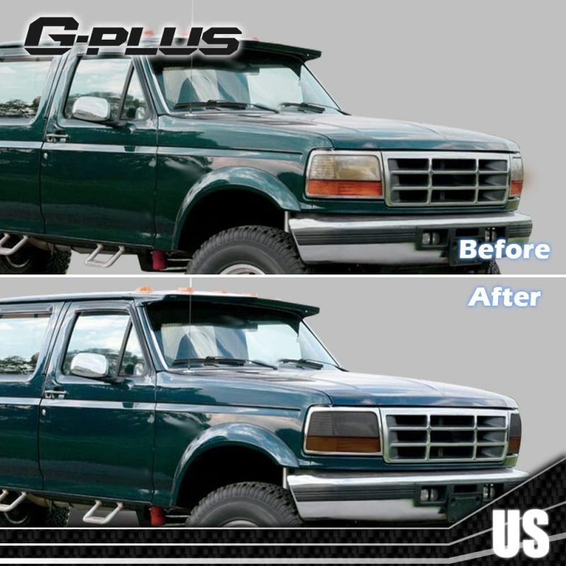 Headlights With Corner Signal Bumper Lamps For 1992-1996 F150 And Bronco Smoky Lens F2tz13008a F2tz13008b 1992-1997 F250 F350