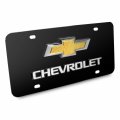 Ipick Image Made For Chevrolet Gold Bowtie 3d Dual Logo Black Stainless Steel License Plate