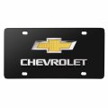 Ipick Image Made For Chevrolet Gold Bowtie 3d Dual Logo Black Stainless Steel License Plate