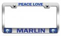 Peace Love Marlin Fishing Chrome Metal License Plate Frame Tag Holder R33 