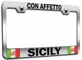 Con Affetto Sicily Italian Italy Chrome Metal License Plate Frame Tag Holder U37 