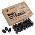 24pcs Black 12x1 5 Metric Wheel Lug Nuts Closed End Bulge Conical Taper Acorn Cone Seat 1 Inch Length Installs With 19mm Or 3 4