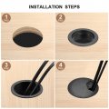 Uxcell 4pcs Cable Hole Cover 2 4 Inch 60 Mm Abs Desk Wire Cord Grommet For Office Pc Organizer Silver Tone