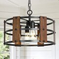 Dllt 4-light Farmhouse Chandelier Light Fixtures Adjustable Height Rustic Drum Pendant For Living Room Dining Bedroom Foyers 