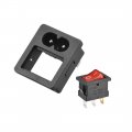 Uxcell C8-8 Panel Mount Plug Adapter Ac 250v 5a 2 Pins 1mm Buckle Iec Inlet Module Power Connector Socket Straight With 3p Red